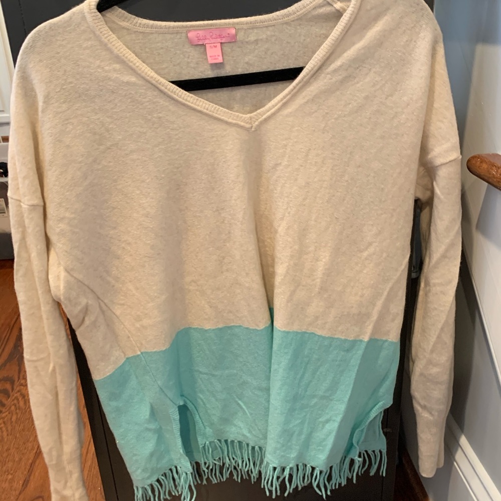 Lilly Pulitzer top - sweater material - with fringe. Size S/M but fits like a S